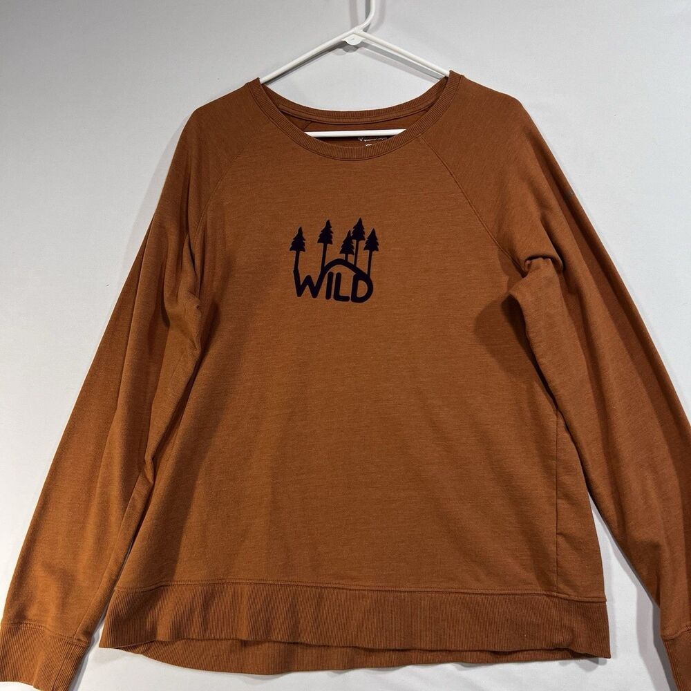 Columbia Womens XXL Sweatshirt Burnt Orange Flocked Wild Graphic Pullover Top